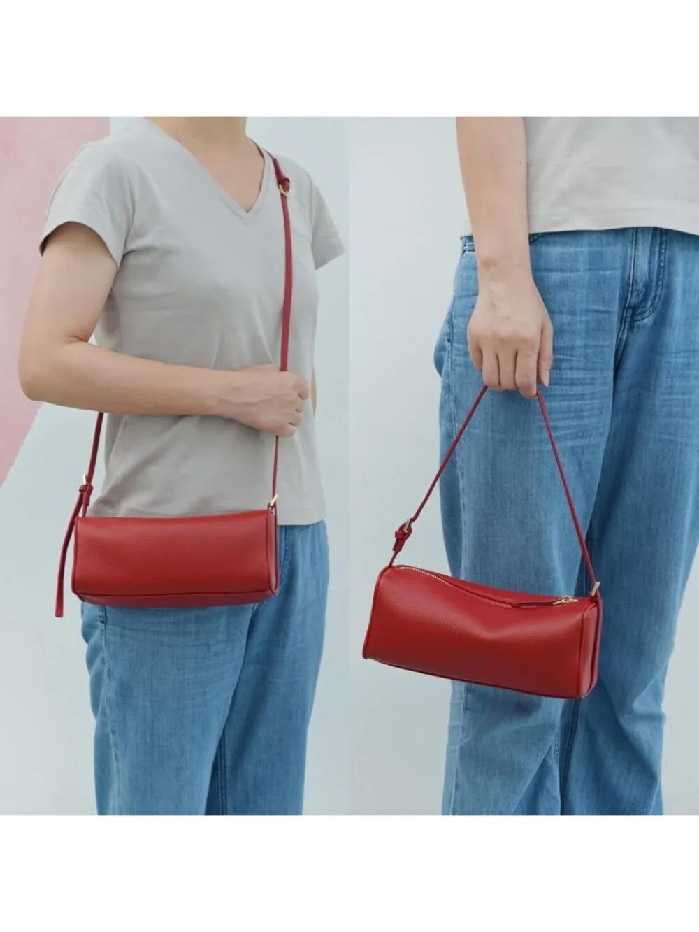 Premium Full Grain Leather Crossbody & Barrel Bag | Stylish Hobo Purse with